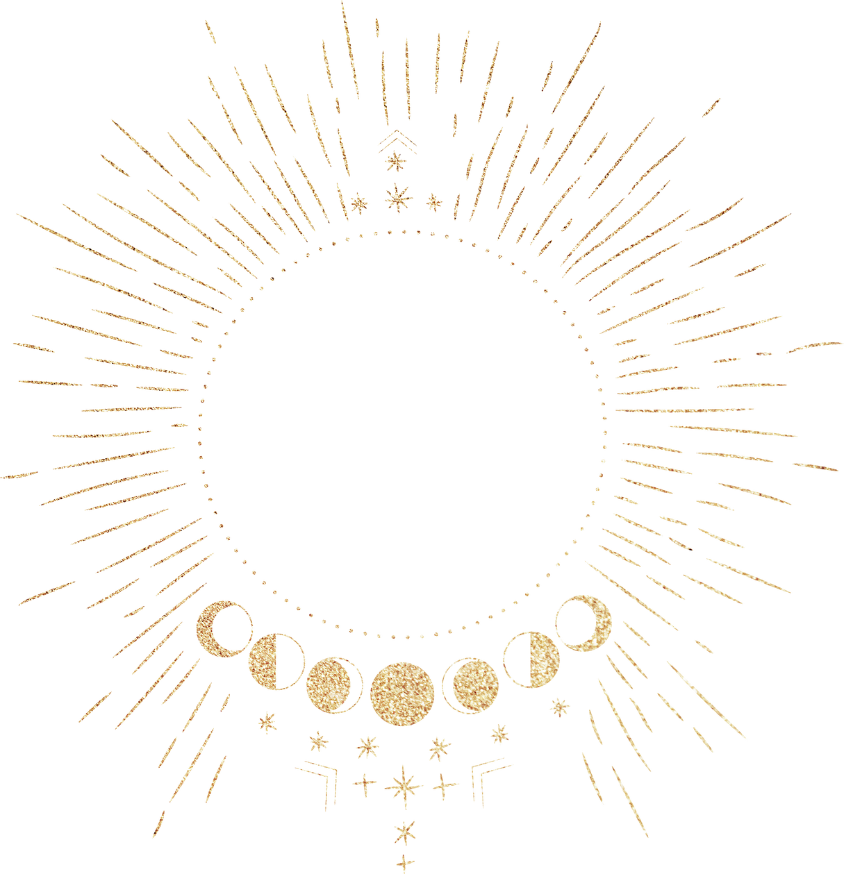 Sun with Stars and Moon Phases